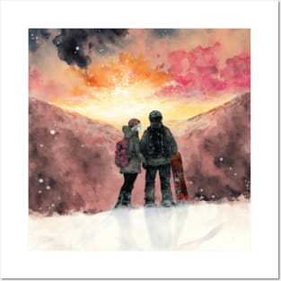 Snowboarder Couple Gift Idea Posters and Art